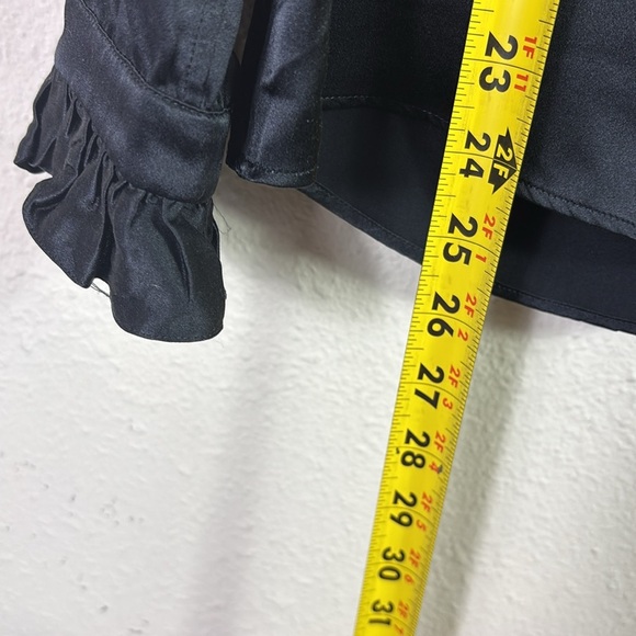 Nili Lotan 100% Silk Black Ruffled Esther Blouse size Large - Picture 6 of 11